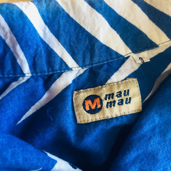 vintage MAU MAU  men's M medium  White Flower HAWAIIAN short sleeve shirt !! - Picture 6 of 11